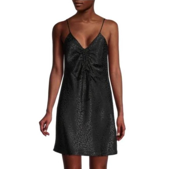 Leopard Satin Mini Slip Dress - Picture 1 of 3